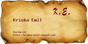 Kriska Emil névjegykártya